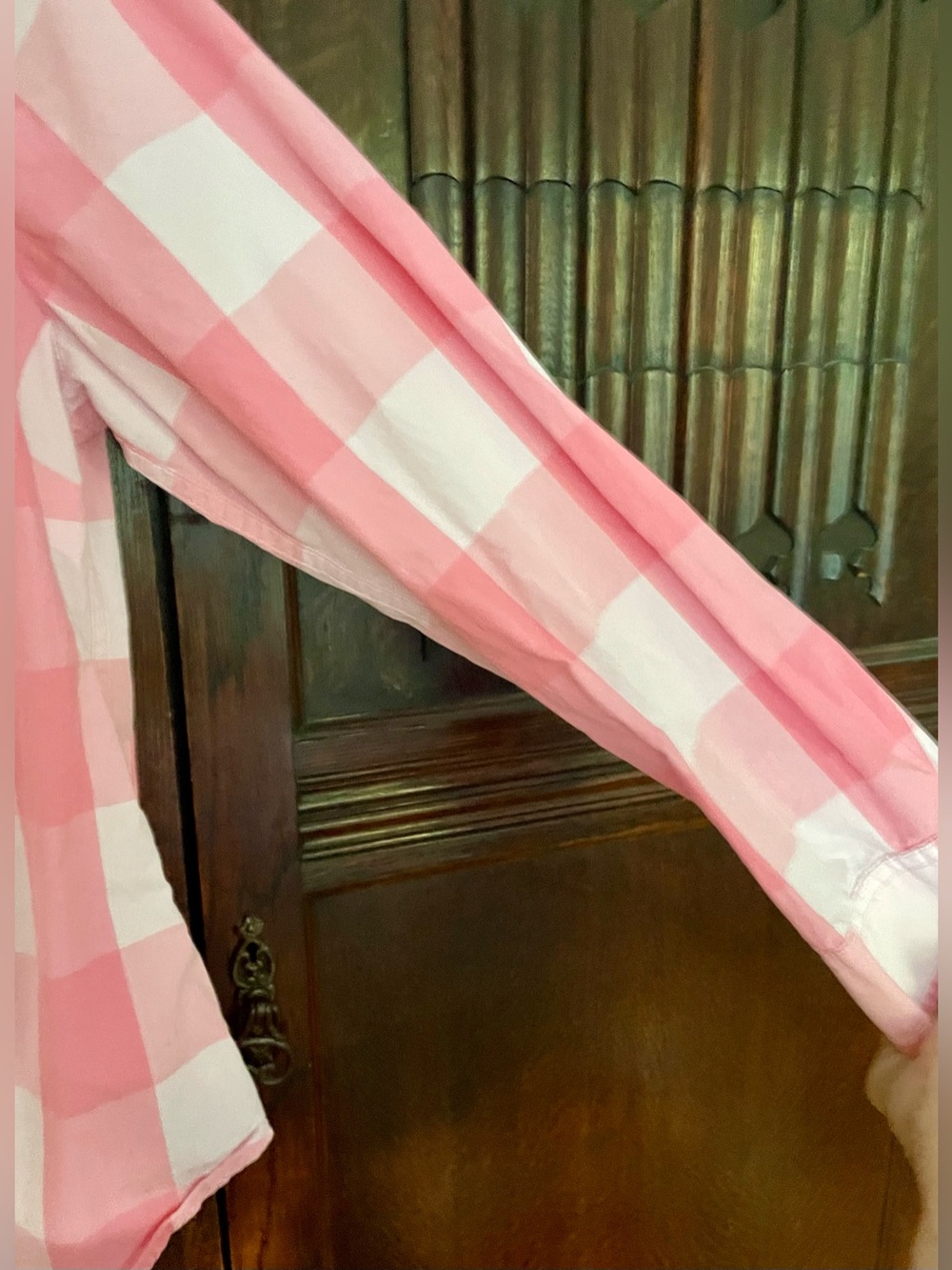 Vintage Talbots Pink & White Checked Button-Down Shirt Size LP - Picture 4 of 7